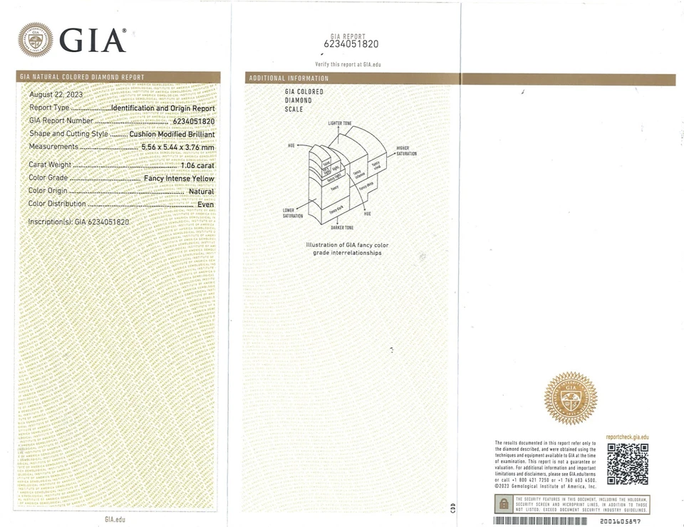 Anel de noivado de ouro branco 18k com diamante amarelo intenso extravagante 3 pedras GIA 1,41 TCW - Imagem 3 de 4