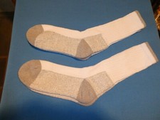 2 PAIR MENS HEAVY DUTY STEEL TOE WORK BOOT WHITE CREW SOCKS /CUSION SOLES SIZE L