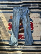 Vintage 70s Made in USA OshKosh 'Bgosh Distressed Bellbottom Jeans Sz 34x32