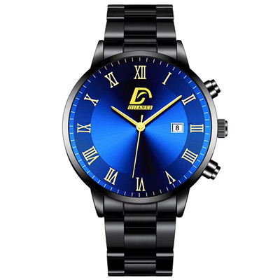 Mode Herren Gold Edelstahl Uhren Luxus Minimalistische Quarz Armbanduhr M