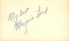 Marjorie Lord Signed Auto 3x5 Card Danny Thomas Show