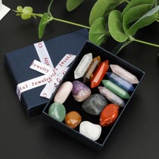 Juego de 14 kits de piedras preciosas naturales de cristal curativo colección Reiki Chakra EE. UU.