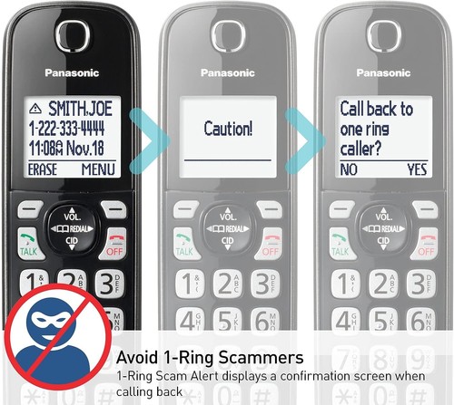 Panasonic telefon bezprzewodowy kontrastowy wyświetlacz rozszerzalny system z 3 używanymi słuchawkami - Zdjęcie 7 z 9