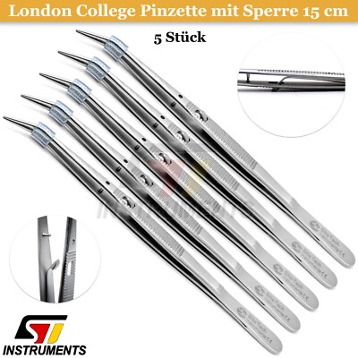 5x London College Pinzette Sperre 15 cm Edelstahl