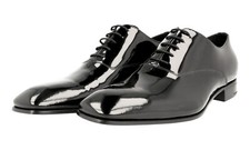 PRADA WEDDING TUXEDO SHOES SHOES BLACK PATENT LEATHER NEW