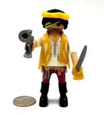 Playmobil Pirate NEW Figure Hat Sword Gun Eyepatch Heavy Stubble Tattered Vest P
