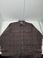 Sears Roebuck Men's Vintage Flannel Shirt Wool Blend Red Green Plaid XL