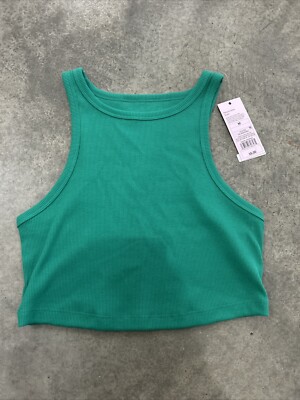 Wild Fable Ribbed, Cropped-Tank Top, Teal Green, Size Med