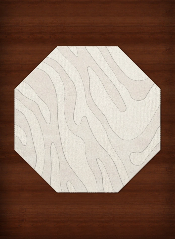 White Swirls Lines Stripes Transitional Area Rug Animal Print DV2 - Image 2 of 2