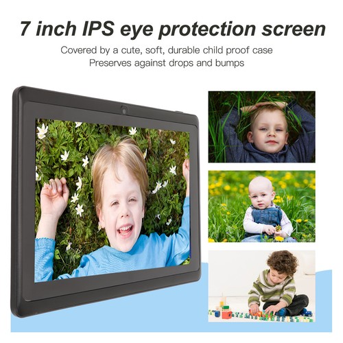 (Black UK Plug)7in Kids Tablet Portable HD Eye Care Screen Toddler Tablet PC - Picture 16 of 23