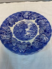ENOCH WOOD`S 6 KUCHENTELLER KERAMIK ENGLAND MIT LANDSCHAFT BLAU/ WEISS