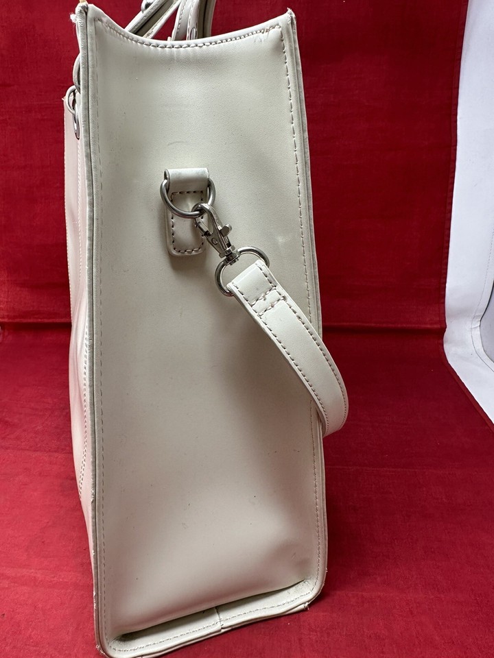 Tannery West OffWhite Leather Briefcase Bag Double Handles Purse