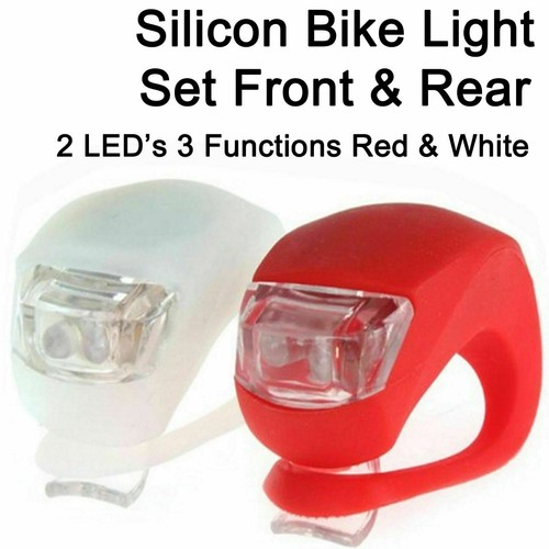 Set 2 Luci Bici LED Anteriori E Posteriori Con Clip In Silicone - Impermeabili