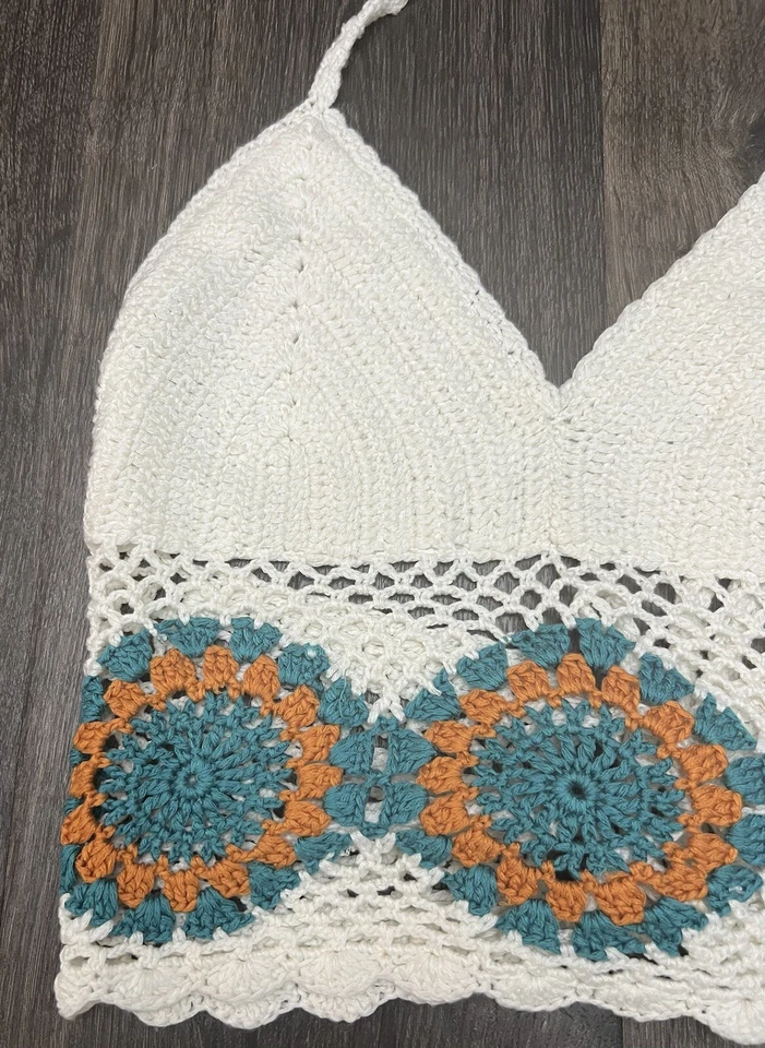 Top halter LA Hearts boho crochet blanco para mujer talla Xs/S festival cabaña Foto 2 de 4