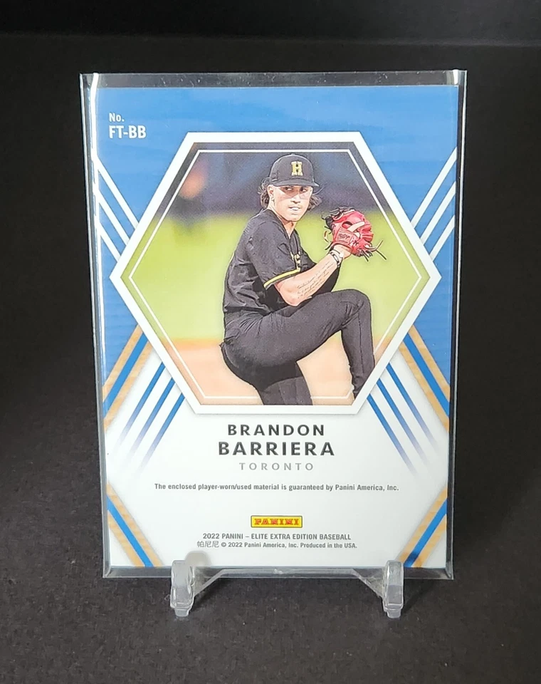 2022 Elite Extra Edition Future Threads Relic Brandon Barriera Blue Jays FT-BB - Image 2 of 2