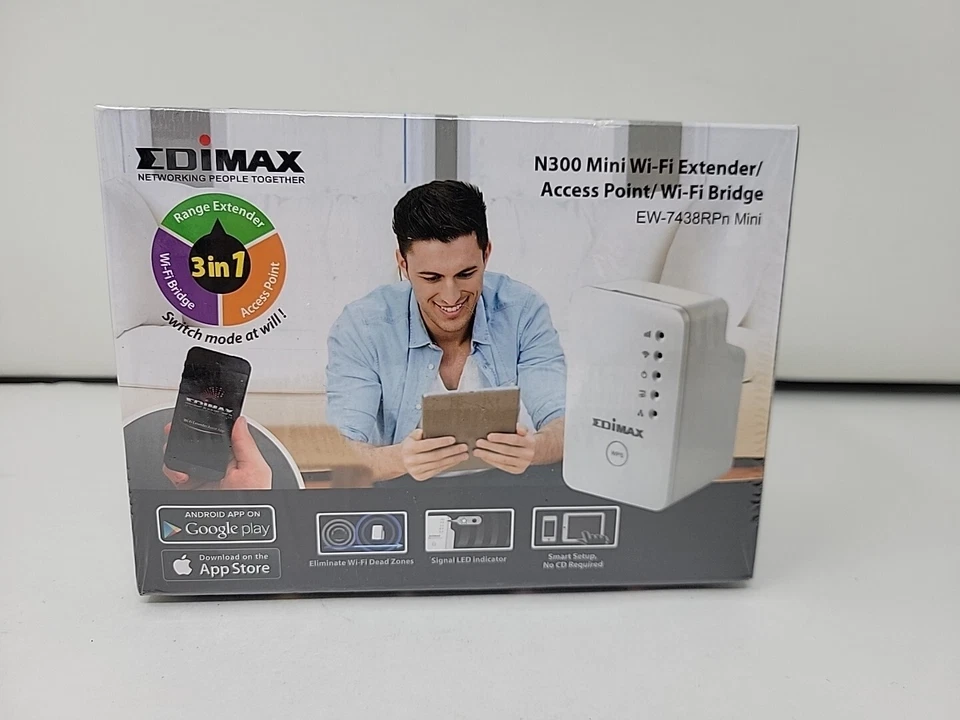 EDIMAX EW-7438RPn Mini N300 Mini Wi-Fi Extender/Access Point/Wi-Fi Bridge - NIB - Image 2 of 4
