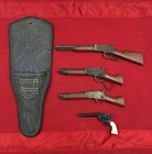 Lot of 4 Marx Toys Miniature Toy Cap Guns: Pistols & Rifles c.1960