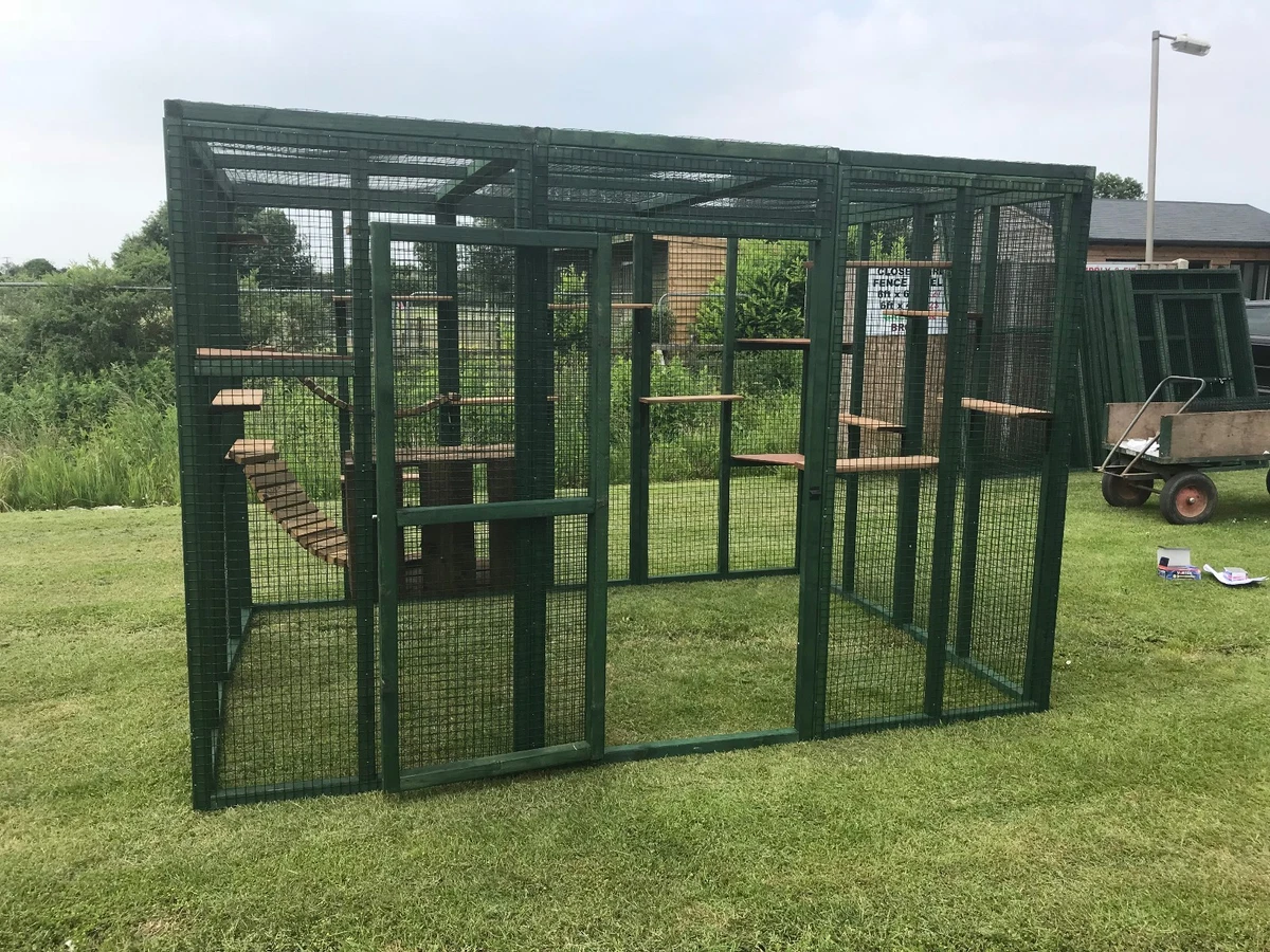 Cat Run Green Catio Enclosure Play Pen 6ft x 9ft or 8ft x 12ft PVC