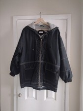Classic Black Light Coat with Hood Grey Lined Size 10 BHS with Stitch Detail