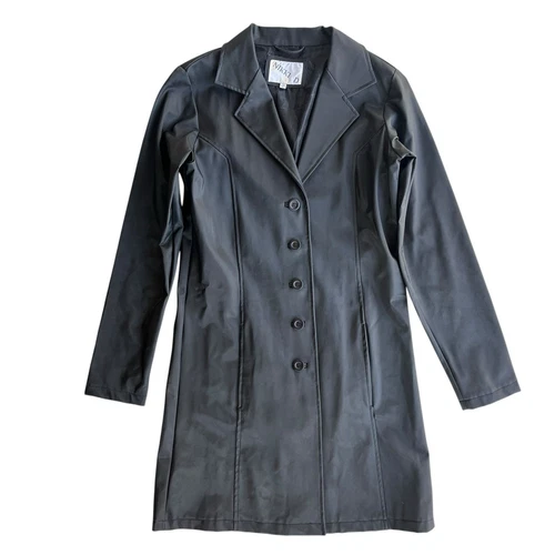 VETEMENTS Trench cappotto Nikki D donna S nero liscio materiale impermeabile bottoni davanti