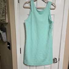 Lilly Pulitzer Mango Shift Dress Poolside Mint Retro Knit Jaquard Size XL
