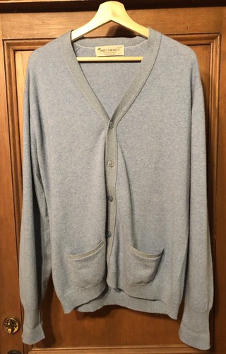 John Smedley, Vtg 1970’s John Smedley 100% CASHMERE Sky Blue Cardigan Sweater Sz L 44 England
