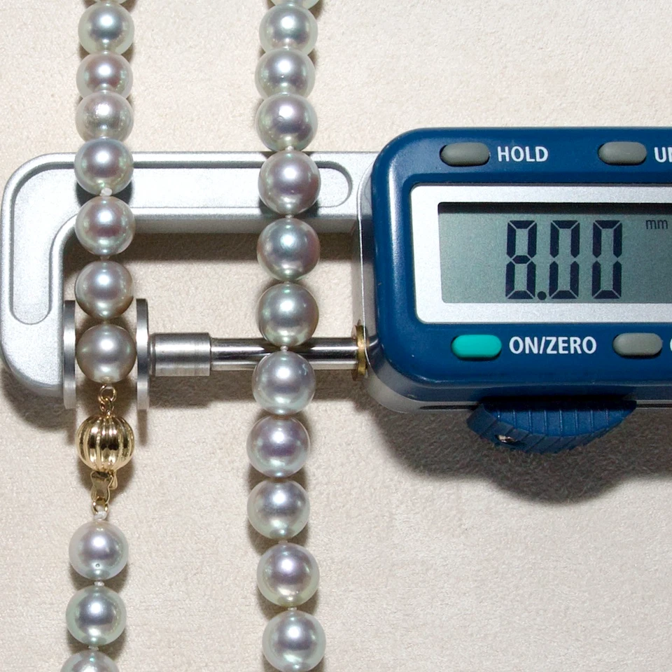 Collana di perle Akoya giapponesi argento-rosa tonda 8-8,5 mm chiusura in oro... - Immagine 4 di 4