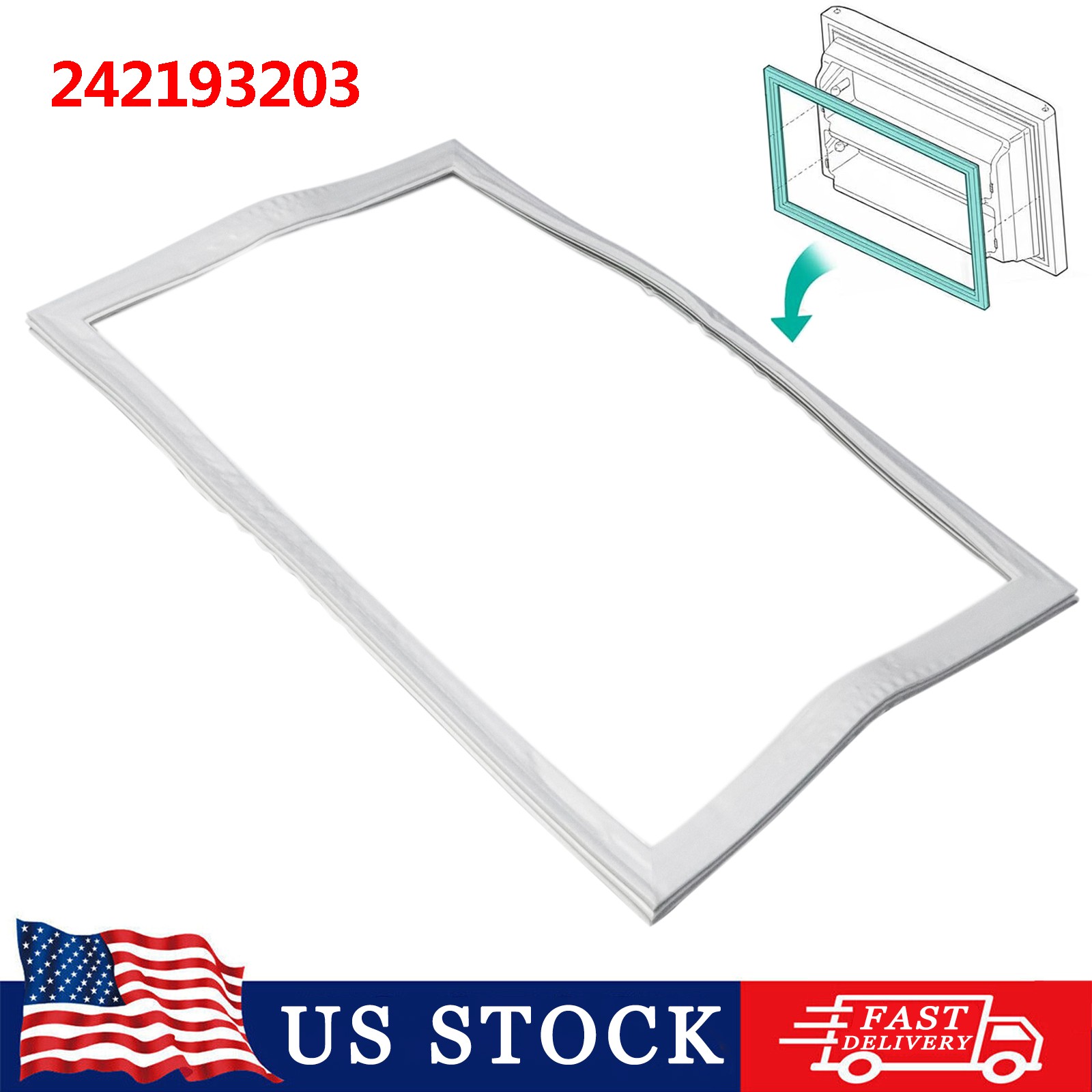 242193203 Refrigerator Freezer Door Seal Gasket Magnetic For Frigidaire Fridge