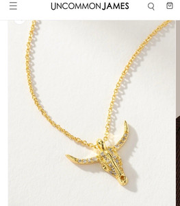 Authentic Uncommon James Fighter Necklace 2.0 Bull Skull Crystal Pavé Gold Plated