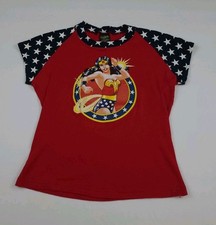 Vintage Wonder Woman Print T Shirt Stars Flag America Changes Tag Comics USA M