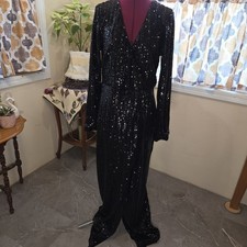 NWT Lulus Long Black Sequin Formal Dress With Front Slit. XL