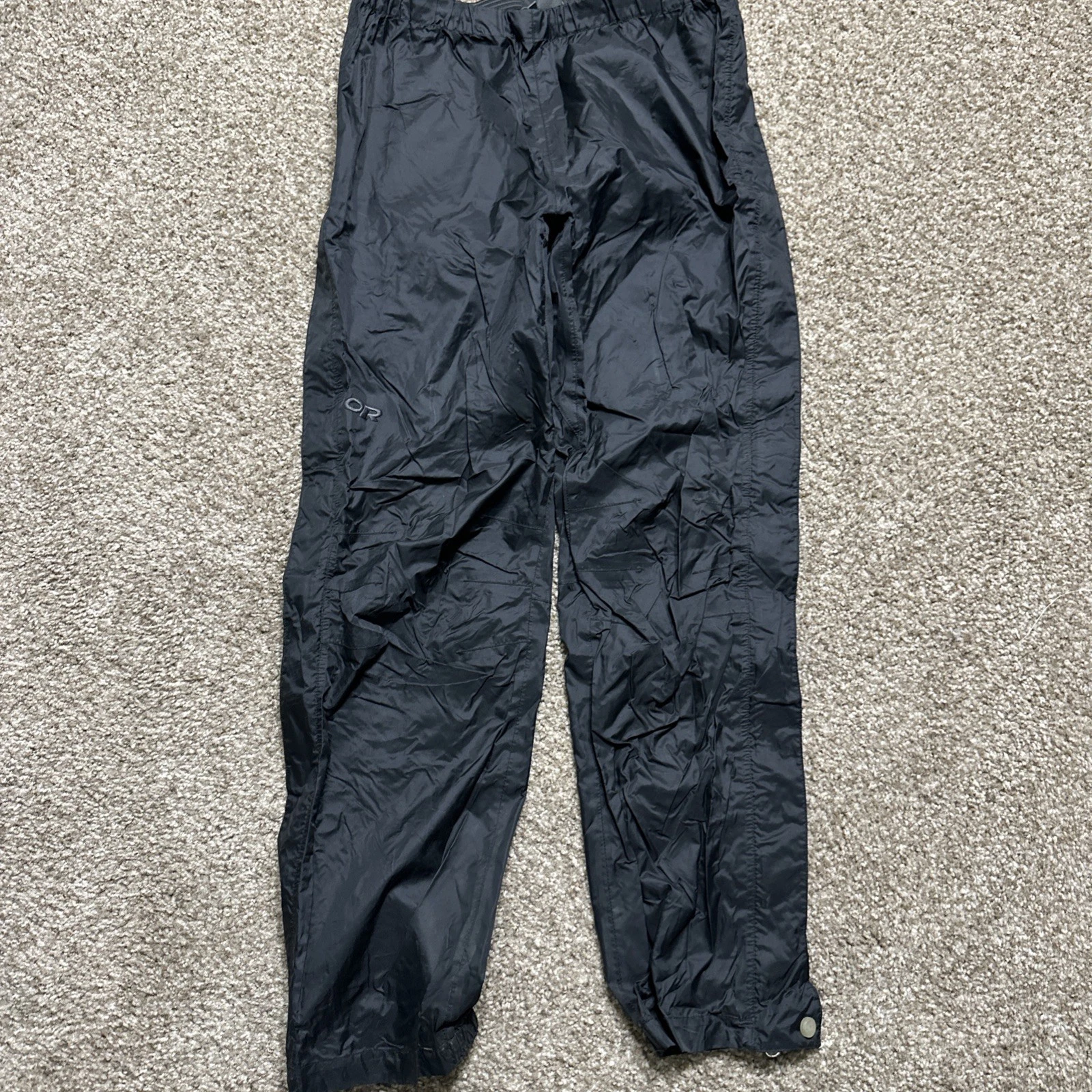 Outdoor Research Men’s Rain Pants Black Rampart Waterproof Full Zip Legs Small