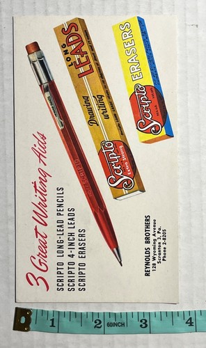 Vintage 1950s Scripto Mechanical Pencil Advertising Card Scranton PA - Picture 3 of 4