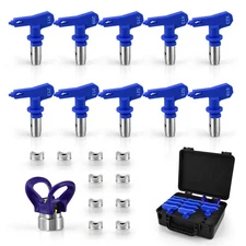 Airless Paint Spray Tip Set, 10 PCS Reversible Spray Tips and 1 Nozzle Seat, ...