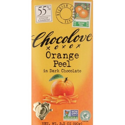 Non-GMO Dark Chocolate Bar with Tangy Orange Peel, 3.2 oz   Pure Indulgence