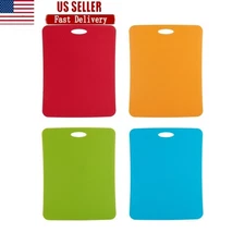 Set of 4 Cutting Mats Reversible Non-slip Flexible Easy to Store Dishwasher Safe