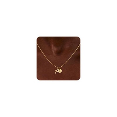 Mothers Day Gifts 14K Gold Plated Disc Initial Necklace Daughters TXT Mom Gift