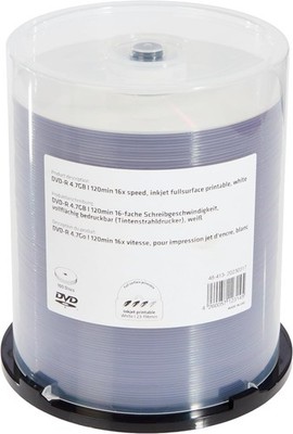 MediaRange DVD-R 4,7 GB, DVD-Rohlinge 16fach, 100 Stück, bedruckbar