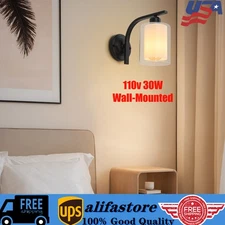 Modern Cylinder Glass Wall Light Sconce Lighting Lamp Fixture Bedroom Home Decor