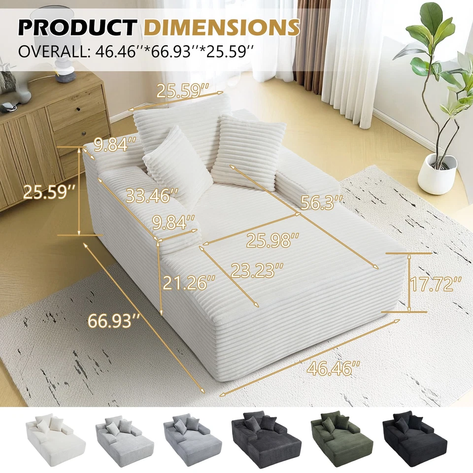 67-дюймовый шезлонг шезлонг кресло-трансформер спальное место диван кровать с подушками для гостиной - Изображение 2 из 4