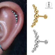1pc 20g 16g Surgical Steel Beads Curved Ear Climber Helix Cartilage Piercing
