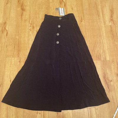 VTG Sage Creek by Liz Ence Maxi Skirt Small Womens Navy Silver Button Front NWT