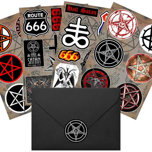 Occult Symbols Sticker Pack Satanic Leviathan Cross Baphomet Pentagrams ...