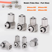 Elbow 90 M5 M6 Thread to 4mm 6mm Air Line Hose Quick Connector Coupler Adaptor