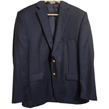 Lauren Ralph Lauren Wool Blend Navy Blue and Gold Button Blazer Suit Jacket 42R