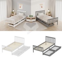 WestWood Wooden Single Bed Frame with Storage Drawer Kids Adult Sturdy Bed Base