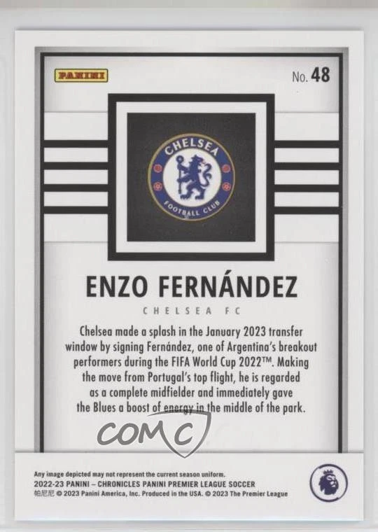 2022-23 Chronicles Base Premier League Panini Enzo Fernandez #48 Rookie RC - Image 2 of 2