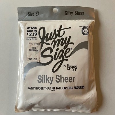 Vintage 1997 L'eggs Just My Size Pantyhose 3x off white silky Sheer New 82301