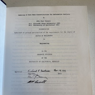 Modeling of Rock Mass Discontinuities for Deformation Analysis 1985 Dissertation