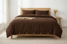 Brown Linen Duvet Cover And Two Pillow Cover Bedding Set Softened Comfoter Cover
